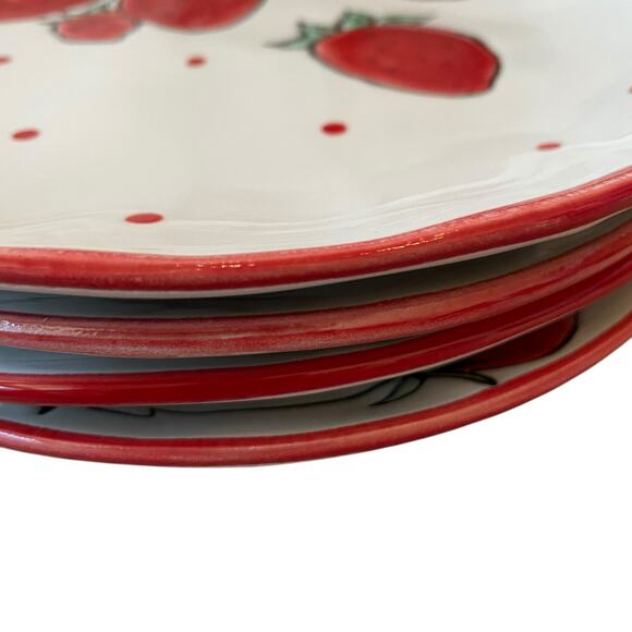 Eli + Ana Jewel of the Garden Strawberry 11in Dinner Plates Set of 4 NEW - Picture 13 of 15